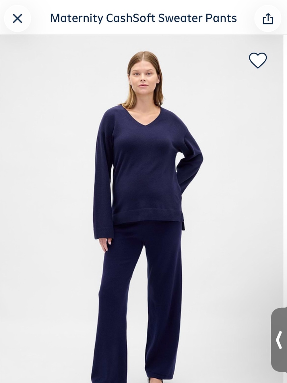 Gap maternity Navy Blue matching set V‑Neck Sweater & Pants CashSoft Sz M